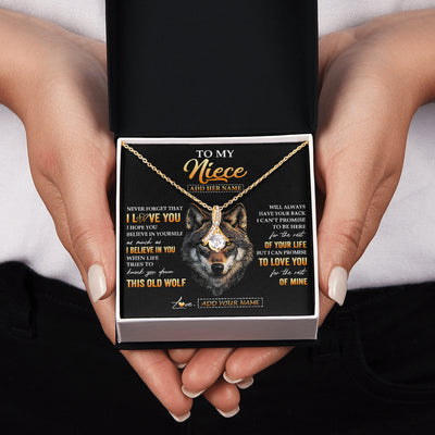 Alluring Beauty Necklace 18K Yellow Gold Finish | 2 | Personalized To My Niece Gifts From Uncle Aunt Auntie Necklace Old Wolf Love You Niece Birthday Gifts Graduation Christmas Customized Gift Box Message Card | siriusteestore