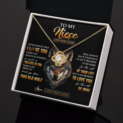 Love Knot Necklace 18K Yellow Gold Finish | 2 | Personalized To My Niece Gifts From Uncle Aunt Auntie Necklace Old Wolf Love You Niece Birthday Gifts Graduation Christmas Customized Gift Box Message Card | siriusteestore