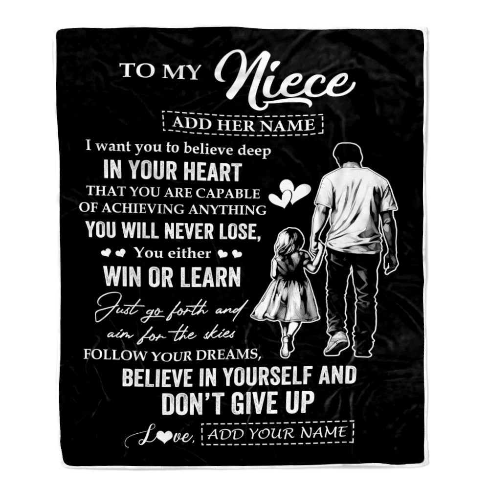 Personalized To My Niece Gifts From Uncle Blanket Don't Give Up Uncle Gifts For Niece Birthday Graduation Christmas Customized Fleece Throw Blanket | siriusteestore