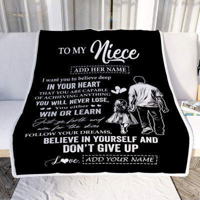 Personalized To My Niece Gifts From Uncle Blanket Don't Give Up Uncle Gifts For Niece Birthday Graduation Christmas Customized Fleece Throw Blanket | siriusteestore