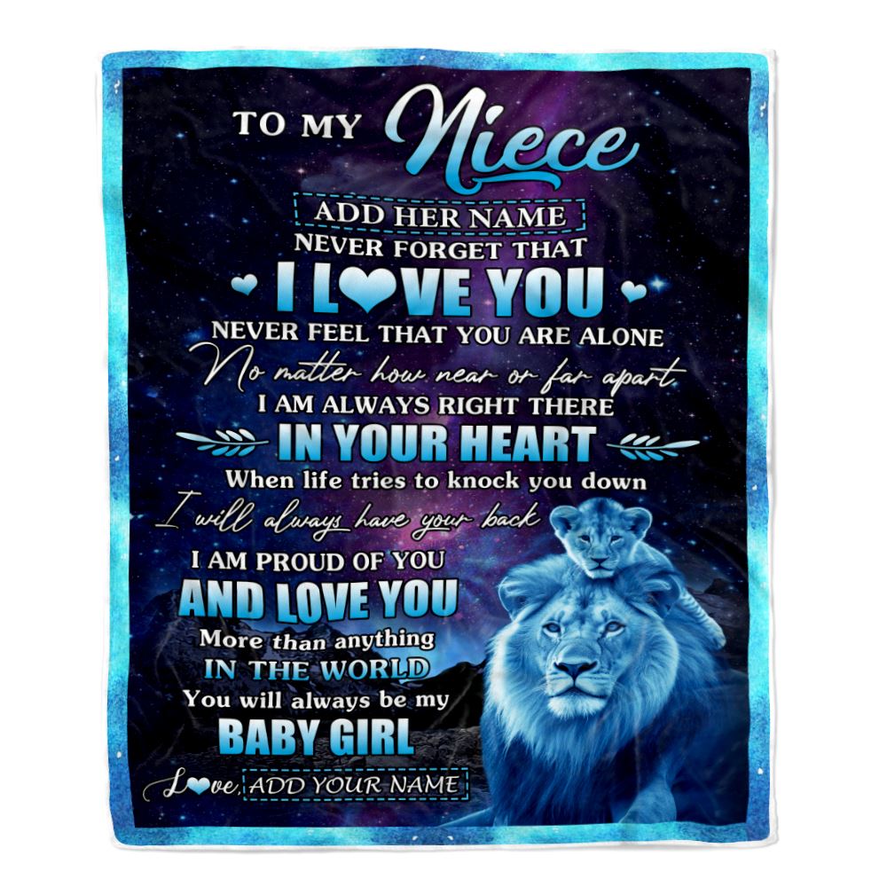 Personalized To My Niece Gifts From Uncle Blanket I Love You Lion Birthday Gift Ideas For Niece Graduation Christmas Customized Fleece Throw Blanket | siriusteestore