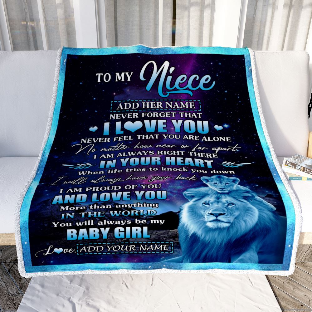 Personalized To My Niece Gifts From Uncle Blanket I Love You Lion Birthday Gift Ideas For Niece Graduation Christmas Customized Fleece Throw Blanket | siriusteestore