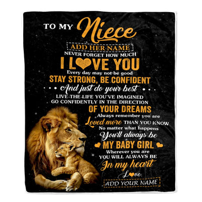 Personalized To My Niece Gifts From Uncle Blanket Lion Never Forget How Much I Love You Niece Birthday Gifts Graduation Christmas Fleece Blanket | siriusteestore