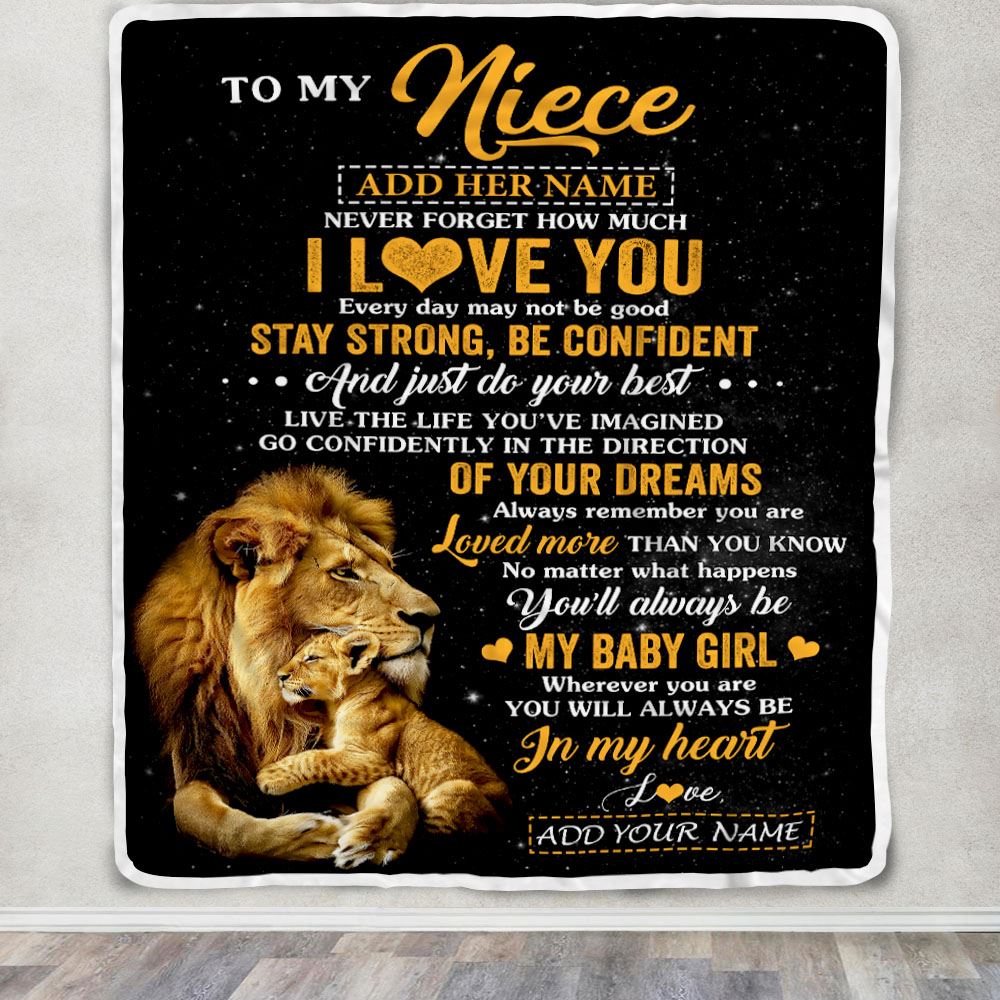 Personalized To My Niece Gifts From Uncle Blanket Lion Never Forget How Much I Love You Niece Birthday Gifts Graduation Christmas Fleece Blanket | siriusteestore