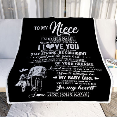 Personalized To My Niece Gifts From Uncle Blanket Never Forget How Much I Love You Niece Birthday Graduation Christmas Customized Fleece Throw Blanket | siriusteestore