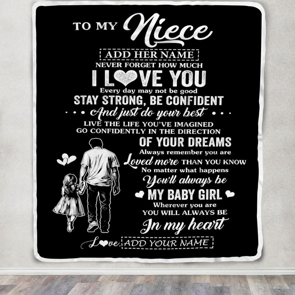 Personalized To My Niece Gifts From Uncle Blanket Never Forget How Much I Love You Niece Birthday Graduation Christmas Customized Fleece Throw Blanket | siriusteestore