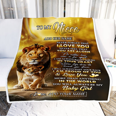 Personalized To My Niece Gifts From Uncle Blanket Never Forget That I Love You Lion Niece Birthday Gifts Graduation Christmas Custom Fleece Throw Blanket | siriusteestore