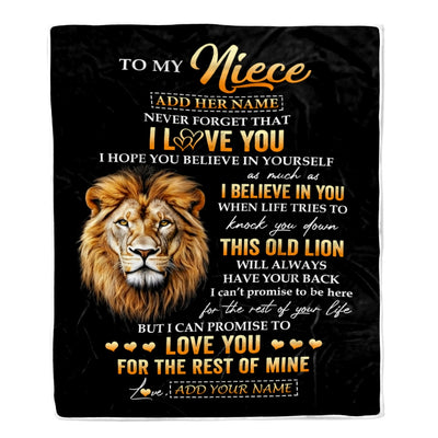 Personalized To My Niece Gifts From Uncle Blanket Old Lion Love You Niece Birthday Gifts Graduation Christmas Customized Fleece Throw Blanket | siriusteestore