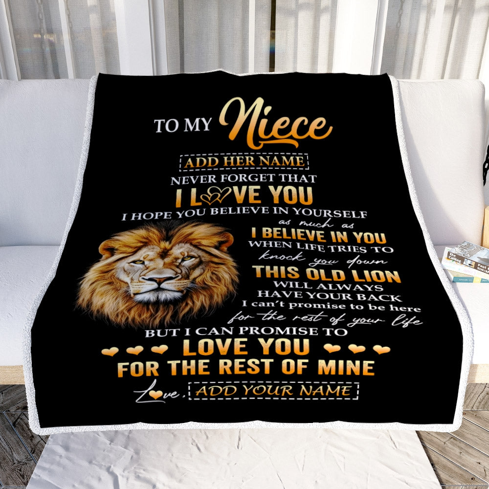 Personalized To My Niece Gifts From Uncle Blanket Old Lion Love You Niece Birthday Gifts Graduation Christmas Customized Fleece Throw Blanket | siriusteestore