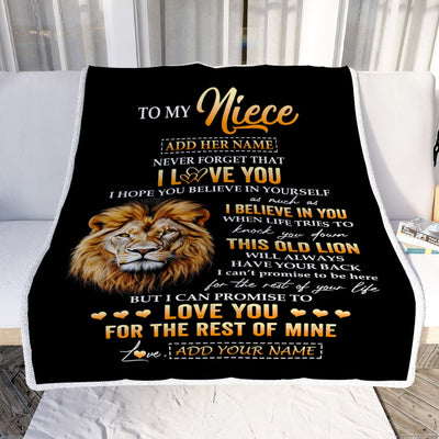 Personalized To My Niece Gifts From Uncle Blanket Old Lion Love You Niece Birthday Gifts Graduation Christmas Customized Fleece Throw Blanket | siriusteestore