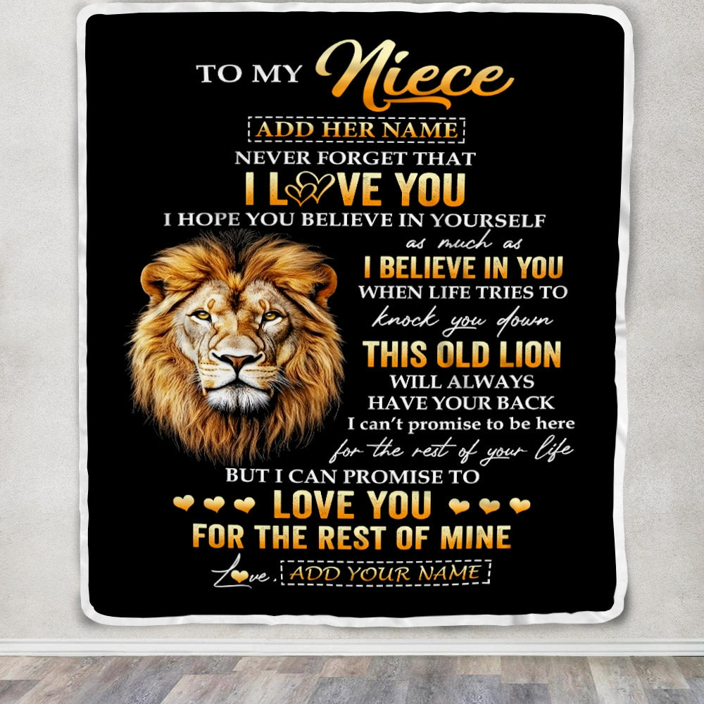 Personalized To My Niece Gifts From Uncle Blanket Old Lion Love You Niece Birthday Gifts Graduation Christmas Customized Fleece Throw Blanket | siriusteestore