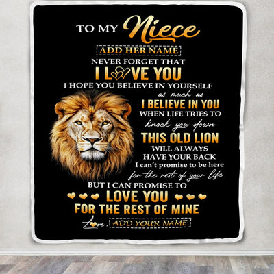 Personalized To My Niece Gifts From Uncle Blanket Old Lion Love You Niece Birthday Gifts Graduation Christmas Customized Fleece Throw Blanket | siriusteestore