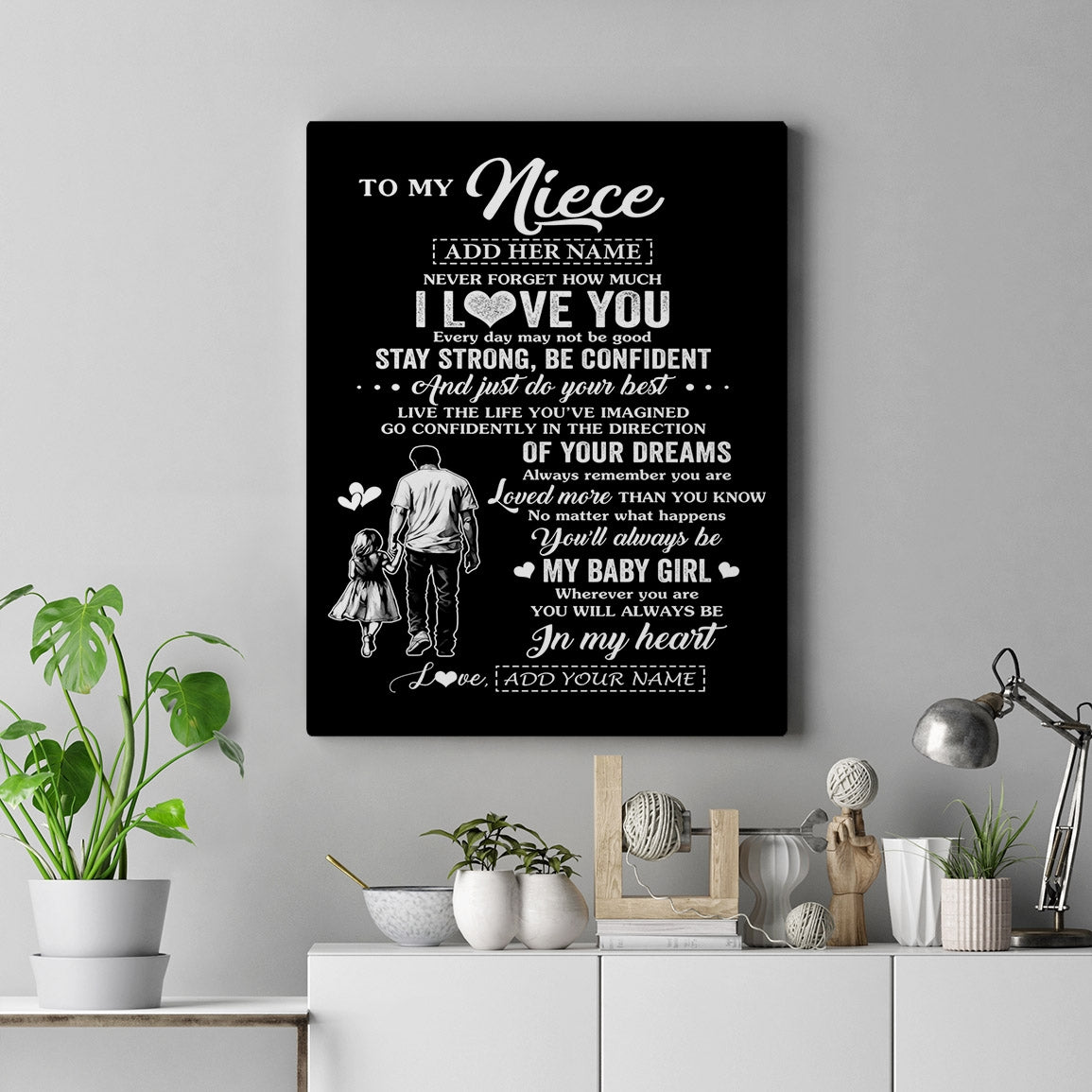 Personalized To My Niece Gifts From Uncle Canvas Never Forget How Much I Love You Niece Birthday Graduation Christmas Gift Custom Wall Art Framed Canvas | siriusteestore