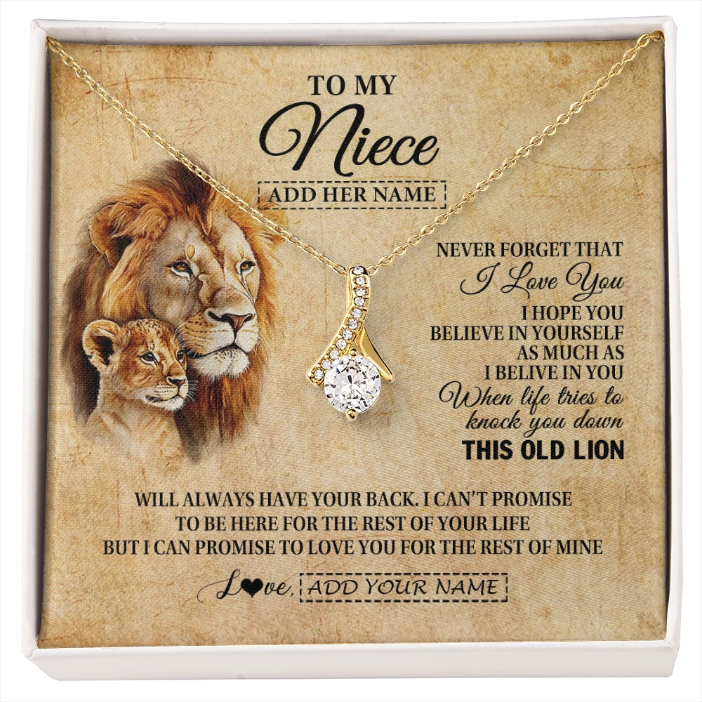 Alluring Beauty Necklace 18K Yellow Gold Finish | 1 | Personalized To My Niece Gifts From Uncle Lion Necklace I Love You Niece Birthday Gifts From Uncle Graduation Christmas Customized Gift Box Message Card | siriusteestore.myshopify