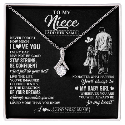 Alluring Beauty Necklace 14K White Gold Finish | 1 | Personalized To My Niece Gifts From Uncle Necklace Never Forget How Much I Love You Niece Birthday Graduation Christmas Custom Gift Box Message Card | https://siriusteestore.