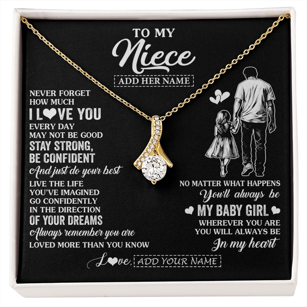 Alluring Beauty Necklace 18K Yellow Gold Finish | 1 | Personalized To My Niece Gifts From Uncle Necklace Never Forget How Much I Love You Niece Birthday Graduation Christmas Custom Gift Box Message Card | https://siriusteestore.