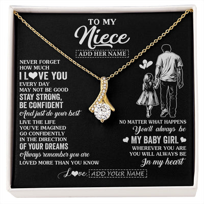Alluring Beauty Necklace 18K Yellow Gold Finish | 1 | Personalized To My Niece Gifts From Uncle Necklace Never Forget How Much I Love You Niece Birthday Graduation Christmas Custom Gift Box Message Card | https://siriusteestore.