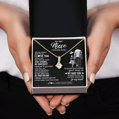 Alluring Beauty Necklace 18K Yellow Gold Finish | 2 | Personalized To My Niece Gifts From Uncle Necklace Never Forget How Much I Love You Niece Birthday Graduation Christmas Custom Gift Box Message Card | https://siriusteestore.