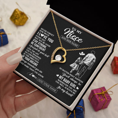 Forever Love Necklace 18K Yellow Gold Finish | 2 | Personalized To My Niece Gifts From Uncle Necklace Never Forget How Much I Love You Niece Birthday Graduation Christmas Custom Gift Box Message Card | https://siriusteestore.