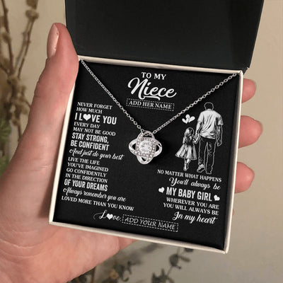 Love Knot Necklace 14K White Gold Finish | 2 | Personalized To My Niece Gifts From Uncle Necklace Never Forget How Much I Love You Niece Birthday Graduation Christmas Custom Gift Box Message Card | https://siriusteestore.
