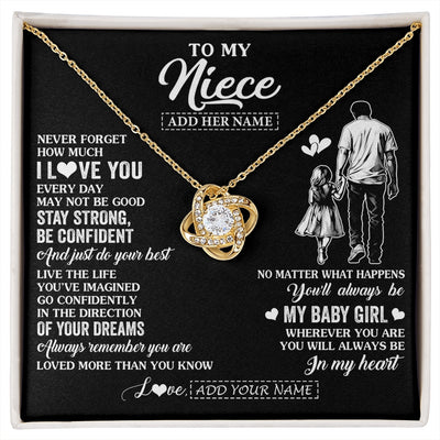 Love Knot Necklace 18K Yellow Gold Finish | 1 | Personalized To My Niece Gifts From Uncle Necklace Never Forget How Much I Love You Niece Birthday Graduation Christmas Custom Gift Box Message Card | https://siriusteestore.