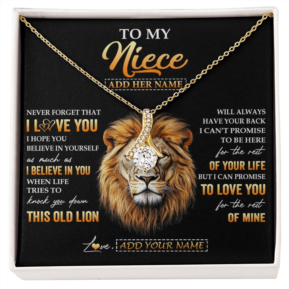Alluring Beauty Necklace 18K Yellow Gold Finish | 1 | Personalized To My Niece Gifts From Uncle Necklace Old Lion Love You Niece Birthday Gifts Graduation Christmas Customized Gift Box Message Card | siriusteestore.myshopify