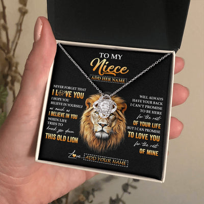 Love Knot Necklace 14K White Gold Finish | 2 | Personalized To My Niece Gifts From Uncle Necklace Old Lion Love You Niece Birthday Gifts Graduation Christmas Customized Gift Box Message Card | siriusteestore.myshopify