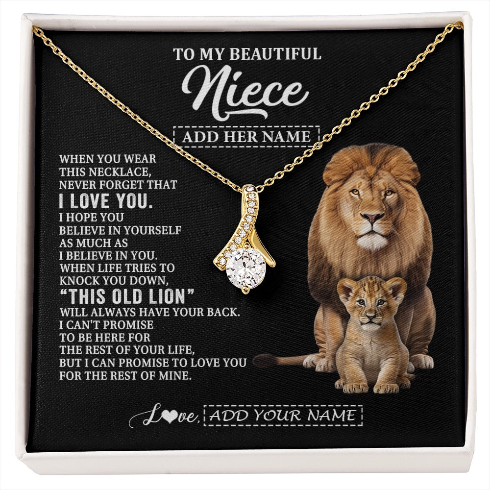 Alluring Beauty Necklace 18K Yellow Gold Finish | 1 | Personalized To My Niece Gifts From Uncle Necklace This Old Lion Love You Niece Birthday Gifts Graduation Christmas Jewelry Customized Gift Box Message Card | https://siriusteestore.