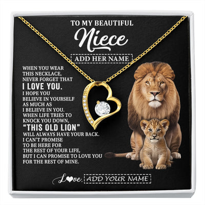 Forever Love Necklace 18K Yellow Gold Finish | 1 | Personalized To My Niece Gifts From Uncle Necklace This Old Lion Love You Niece Birthday Gifts Graduation Christmas Jewelry Customized Gift Box Message Card | https://siriusteestore.