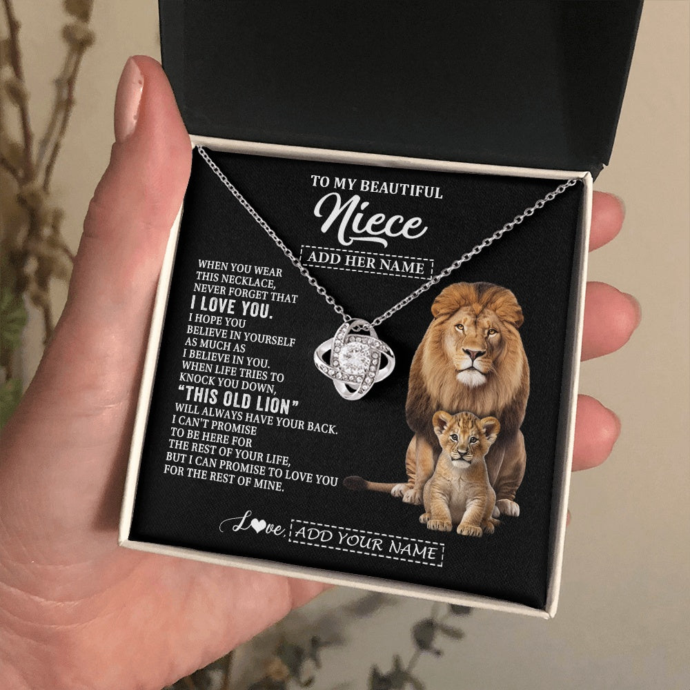 Love Knot Necklace 14K White Gold Finish | 2 | Personalized To My Niece Gifts From Uncle Necklace This Old Lion Love You Niece Birthday Gifts Graduation Christmas Jewelry Customized Gift Box Message Card | https://siriusteestore.