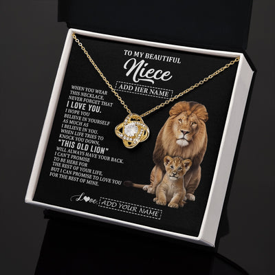 Love Knot Necklace 18K Yellow Gold Finish | 2 | Personalized To My Niece Gifts From Uncle Necklace This Old Lion Love You Niece Birthday Gifts Graduation Christmas Jewelry Customized Gift Box Message Card | https://siriusteestore.