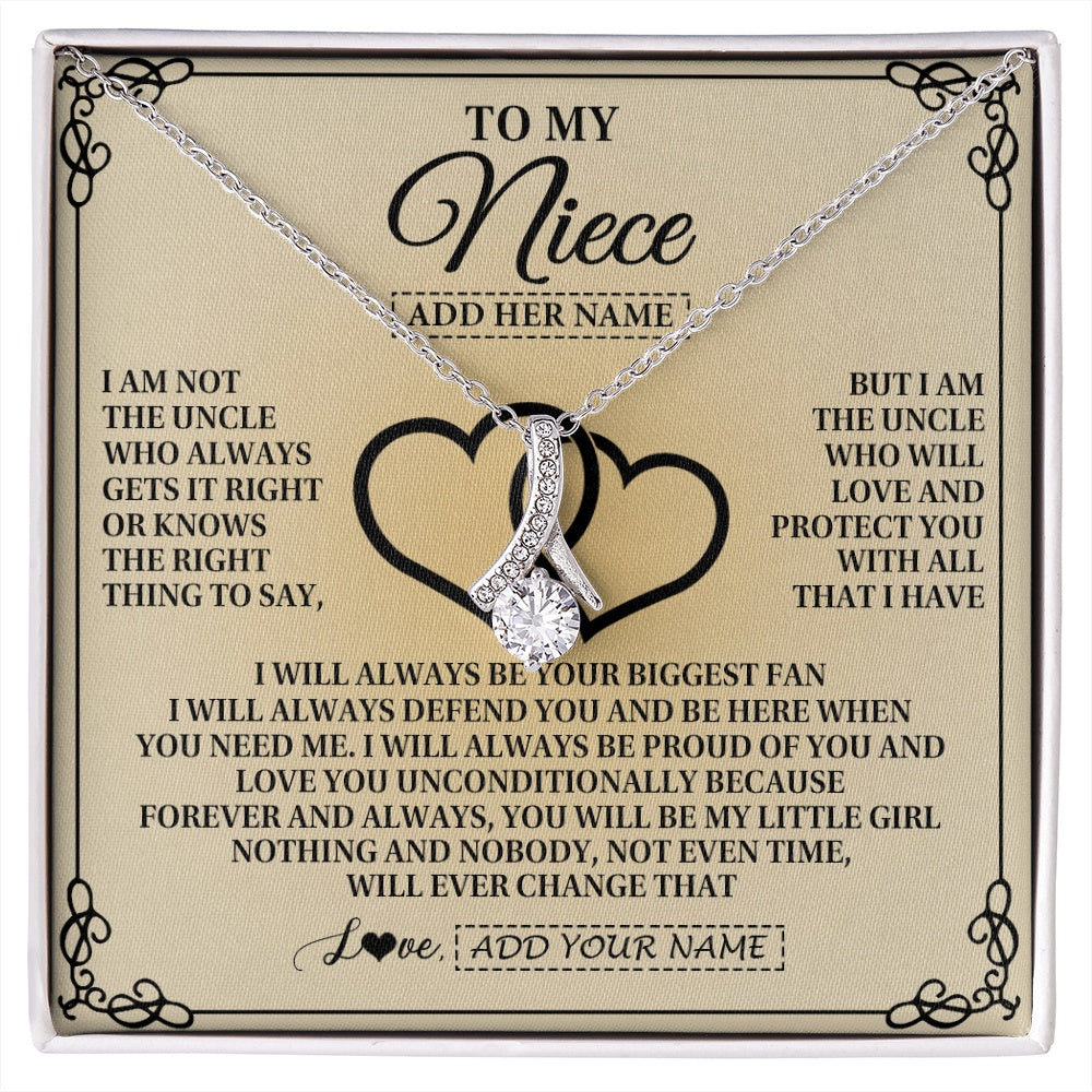 Alluring Beauty Necklace 14K White Gold Finish | 1 | Personalized To My Niece Gifts From Uncle Niece Birthday Gifts Jewelry For Women Uncle Niece Pendant Necklace Christmas Custom Gift Box Message Card | https://siriusteestore.