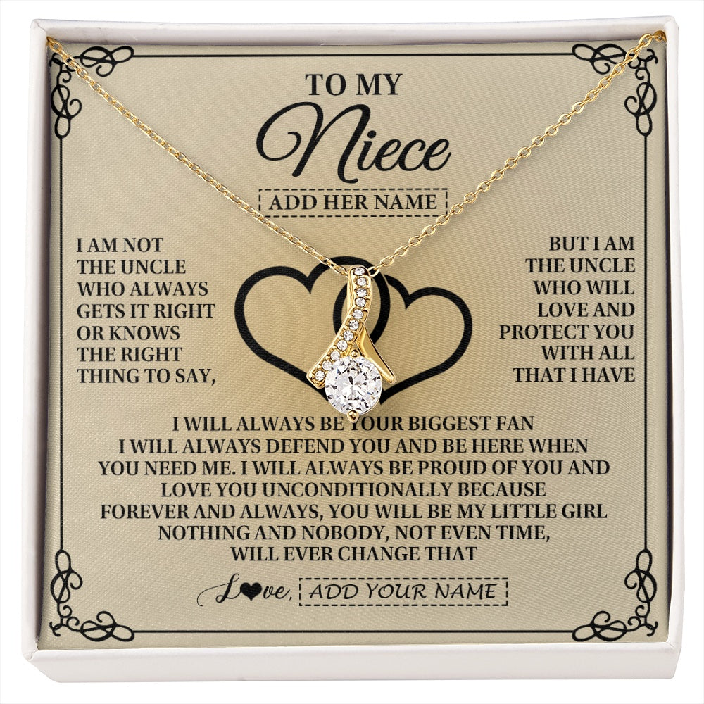 Alluring Beauty Necklace 18K Yellow Gold Finish | 1 | Personalized To My Niece Gifts From Uncle Niece Birthday Gifts Jewelry For Women Uncle Niece Pendant Necklace Christmas Custom Gift Box Message Card | https://siriusteestore.
