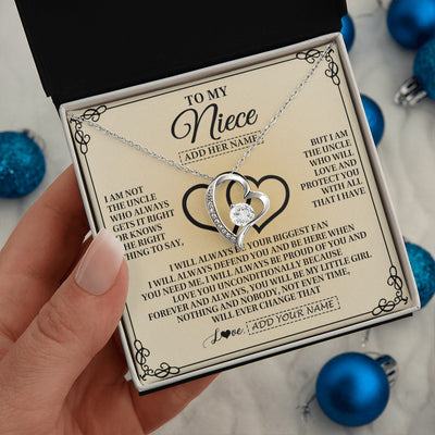 Forever Love Necklace 14K White Gold Finish | 2 | Personalized To My Niece Gifts From Uncle Niece Birthday Gifts Jewelry For Women Uncle Niece Pendant Necklace Christmas Custom Gift Box Message Card | https://siriusteestore.
