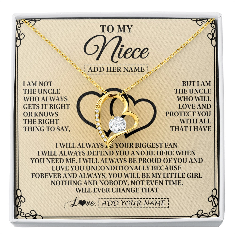 Forever Love Necklace 18K Yellow Gold Finish | 1 | Personalized To My Niece Gifts From Uncle Niece Birthday Gifts Jewelry For Women Uncle Niece Pendant Necklace Christmas Custom Gift Box Message Card | https://siriusteestore.