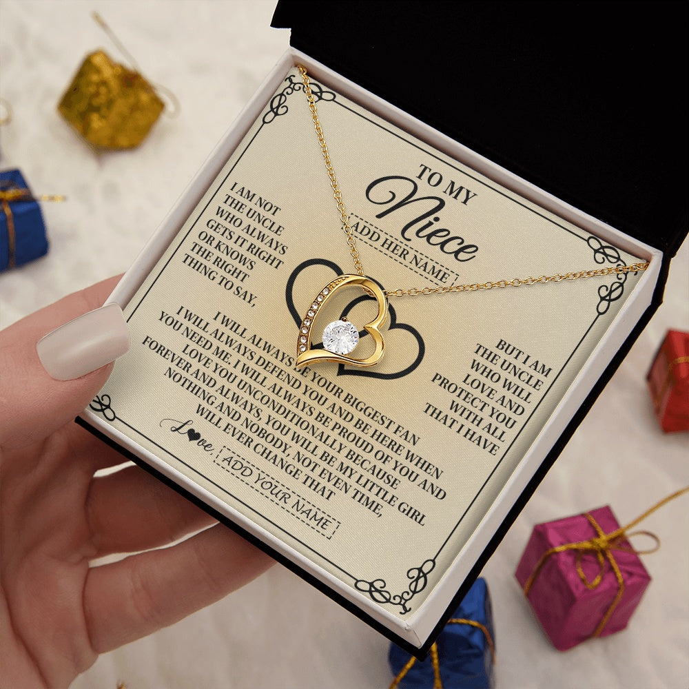 Forever Love Necklace 18K Yellow Gold Finish | 2 | Personalized To My Niece Gifts From Uncle Niece Birthday Gifts Jewelry For Women Uncle Niece Pendant Necklace Christmas Custom Gift Box Message Card | https://siriusteestore.