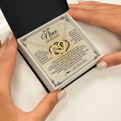 Interlocking Hearts Necklace 18K Yellow Gold Finish | 2 | Personalized To My Niece Gifts From Uncle Niece Birthday Gifts Jewelry For Women Uncle Niece Pendant Necklace Christmas Custom Gift Box Message Card | https://siriusteestore.