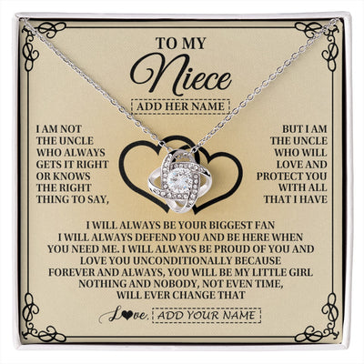 Love Knot Necklace 14K White Gold Finish | 1 | Personalized To My Niece Gifts From Uncle Niece Birthday Gifts Jewelry For Women Uncle Niece Pendant Necklace Christmas Custom Gift Box Message Card | https://siriusteestore.