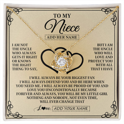 Love Knot Necklace 18K Yellow Gold Finish | 1 | Personalized To My Niece Gifts From Uncle Niece Birthday Gifts Jewelry For Women Uncle Niece Pendant Necklace Christmas Custom Gift Box Message Card | https://siriusteestore.