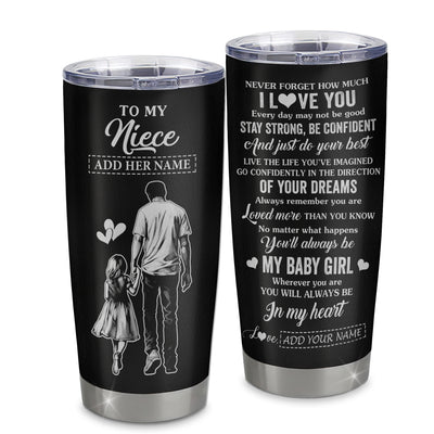 Personalized To My Niece Gifts From Uncle Tumbler Never Forget How Much I Love You Niece Birthday Graduation Christmas Gift Custom Stainless Steel Travel Mug | siriusteestore