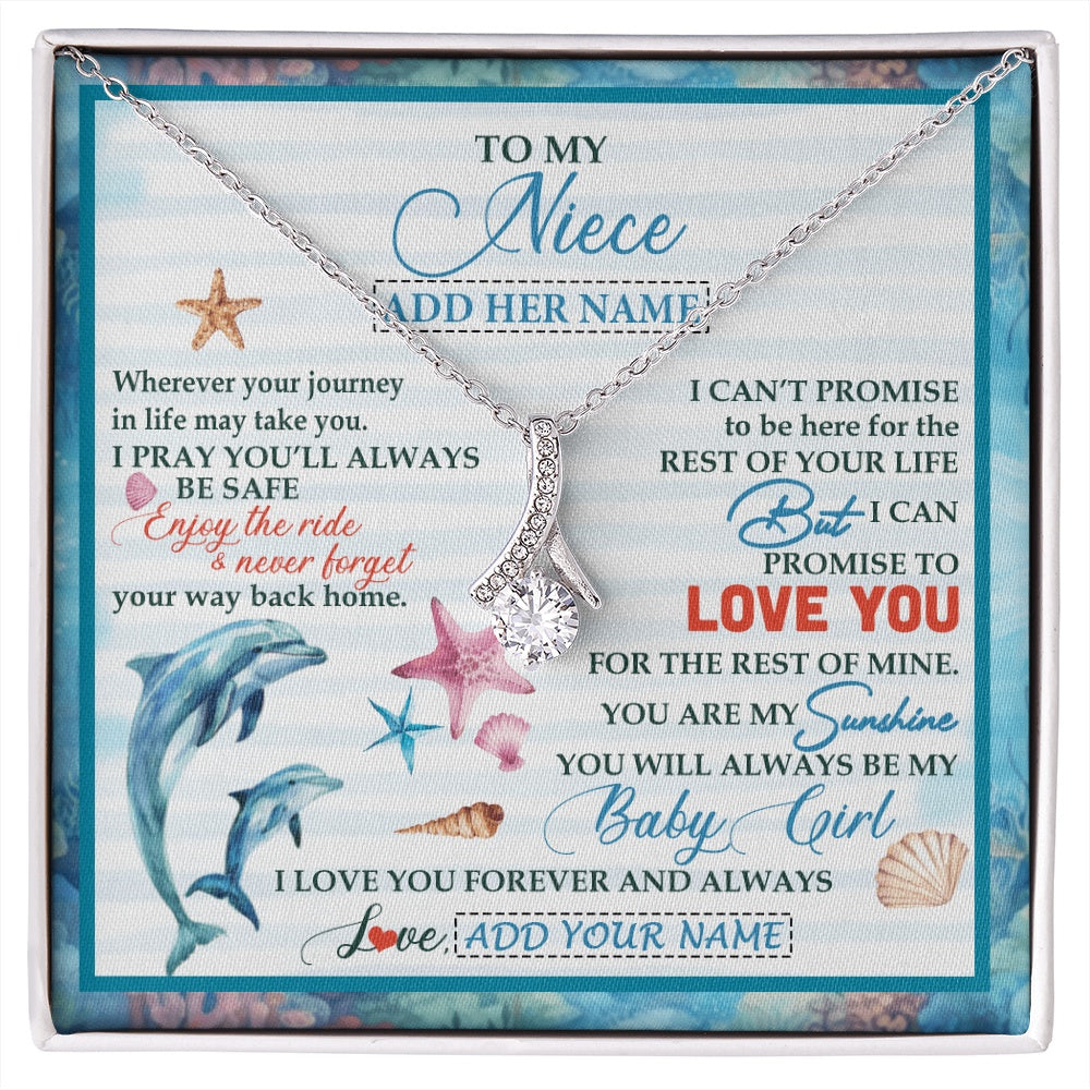 Alluring Beauty Necklace 14K White Gold Finish | 1 | Personalized To My Niece Gifts Necklace Dolphin From Aunt Uncle My Sunshine Jewelry For Niece Birthday Gift Christmas Graduation Custom Gift Box Message Card | https://siriusteestore.