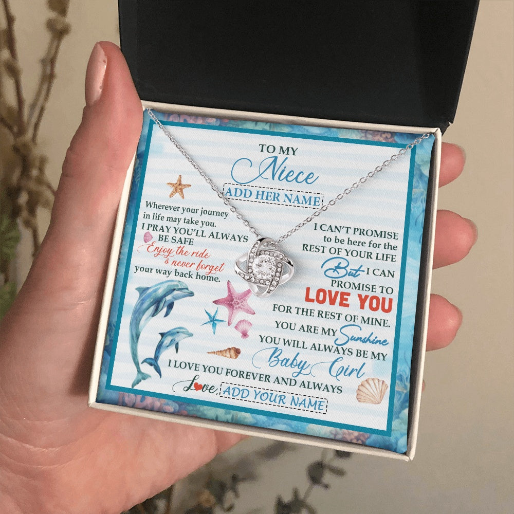 Love Knot Necklace 14K White Gold Finish | 2 | Personalized To My Niece Gifts Necklace Dolphin From Aunt Uncle My Sunshine Jewelry For Niece Birthday Gift Christmas Graduation Custom Gift Box Message Card | https://siriusteestore.