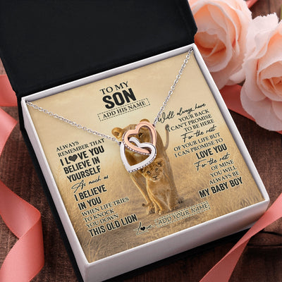 Interlocking Hearts Necklace Stainless Steel & Rose Gold Finish | 2 | Personalized To My Niece Gifts Necklace From Aunt Auntie Always Remember Lion Gifts For Niece Birthday Graduation Christmas Custom Gift Box Message Card | https://siriusteestore.