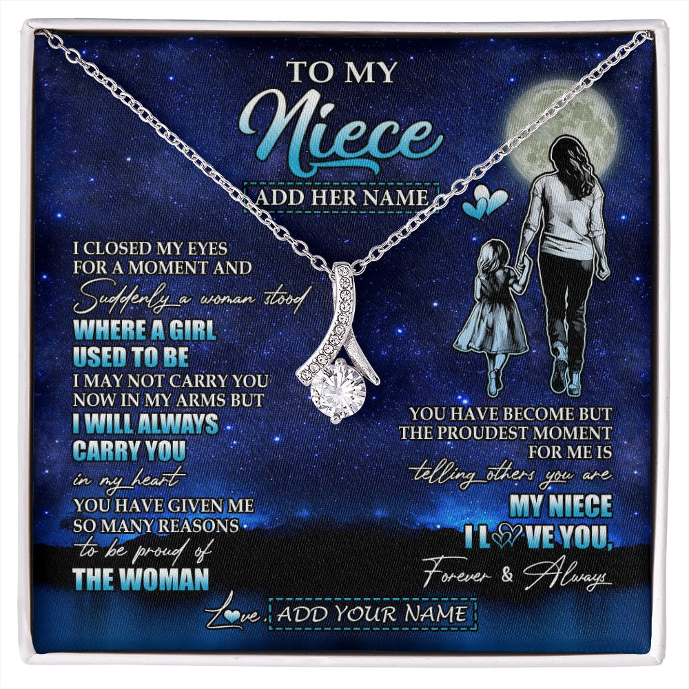 Alluring Beauty Necklace 14K White Gold Finish | 1 | Personalized To My Niece Gifts Necklace From Aunt Auntie I Closed My Eyes For A Moment Niece Birthday Graduation Christmas Customized Gift Box Message Card | siriusteestore.myshopify