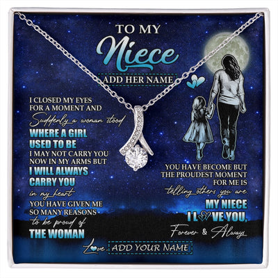 Alluring Beauty Necklace 14K White Gold Finish | 1 | Personalized To My Niece Gifts Necklace From Aunt Auntie I Closed My Eyes For A Moment Niece Birthday Graduation Christmas Customized Gift Box Message Card | siriusteestore.myshopify