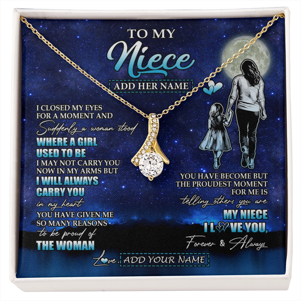 Alluring Beauty Necklace 18K Yellow Gold Finish | 1 | Personalized To My Niece Gifts Necklace From Aunt Auntie I Closed My Eyes For A Moment Niece Birthday Graduation Christmas Customized Gift Box Message Card | siriusteestore.myshopify