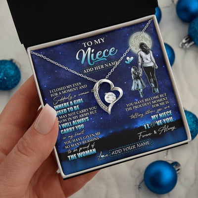 Forever Love Necklace 14K White Gold Finish | 2 | Personalized To My Niece Gifts Necklace From Aunt Auntie I Closed My Eyes For A Moment Niece Birthday Graduation Christmas Customized Gift Box Message Card | siriusteestore.myshopify