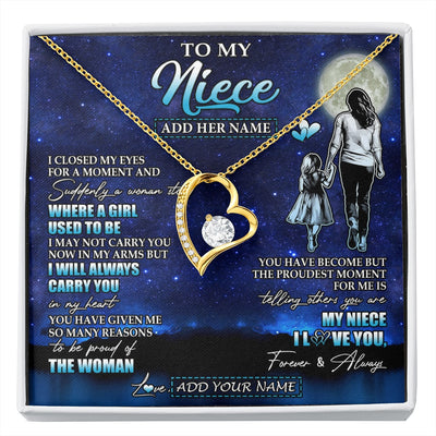Forever Love Necklace 18K Yellow Gold Finish | 1 | Personalized To My Niece Gifts Necklace From Aunt Auntie I Closed My Eyes For A Moment Niece Birthday Graduation Christmas Customized Gift Box Message Card | siriusteestore.myshopify