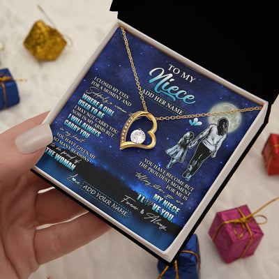 Forever Love Necklace 18K Yellow Gold Finish | 2 | Personalized To My Niece Gifts Necklace From Aunt Auntie I Closed My Eyes For A Moment Niece Birthday Graduation Christmas Customized Gift Box Message Card | siriusteestore.myshopify