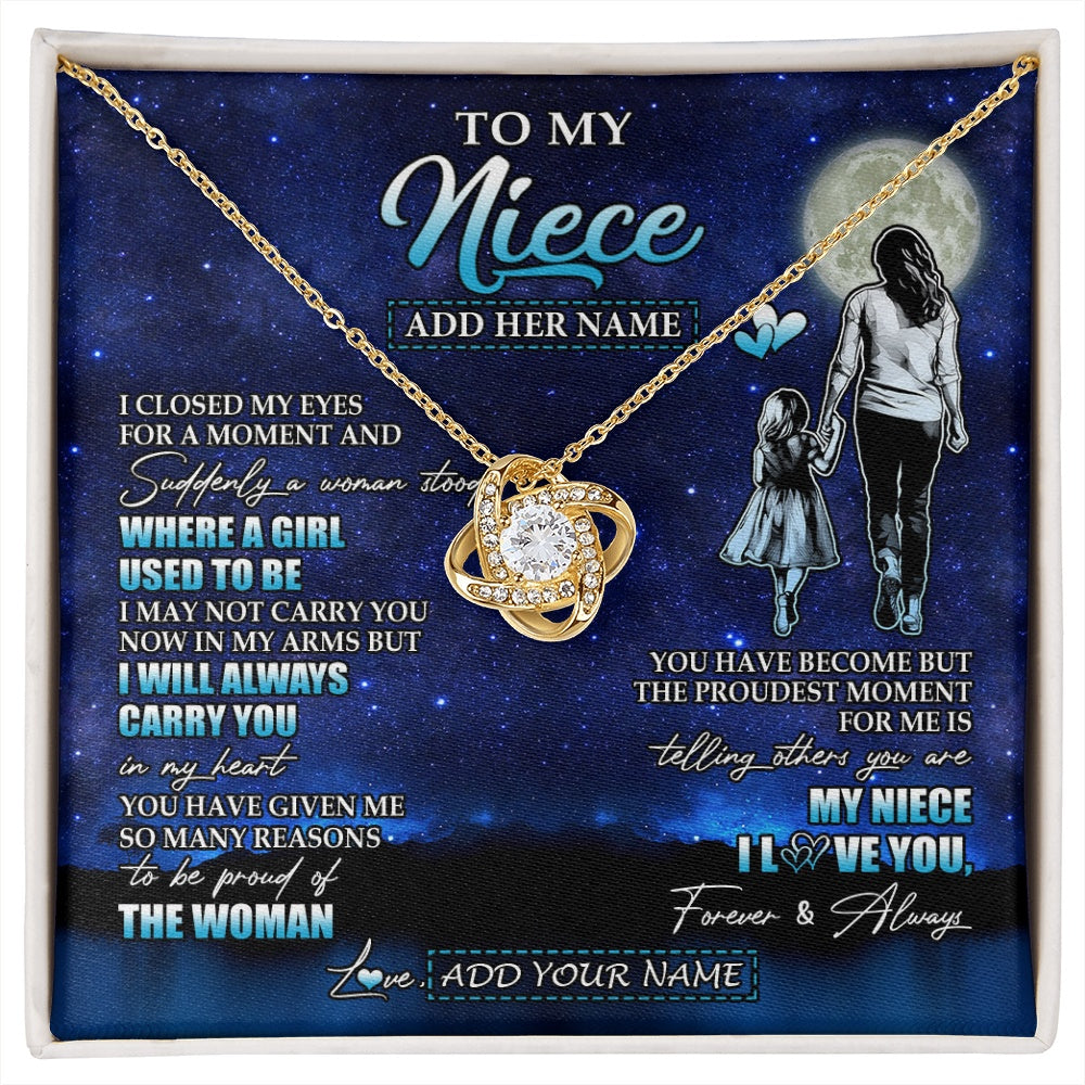 Love Knot Necklace 18K Yellow Gold Finish | 1 | Personalized To My Niece Gifts Necklace From Aunt Auntie I Closed My Eyes For A Moment Niece Birthday Graduation Christmas Customized Gift Box Message Card | siriusteestore.myshopify